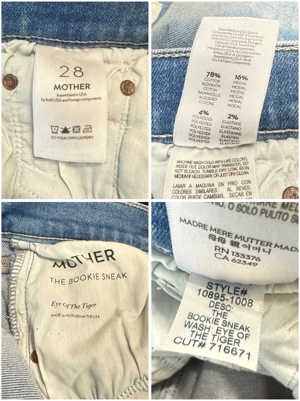 MOTHER BOOKIE SNEAK EYE OF THE TIGER BLUE JEANS - Picture 8 of 11